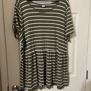 Green Striped Peplum top with Sleeve Cut outs